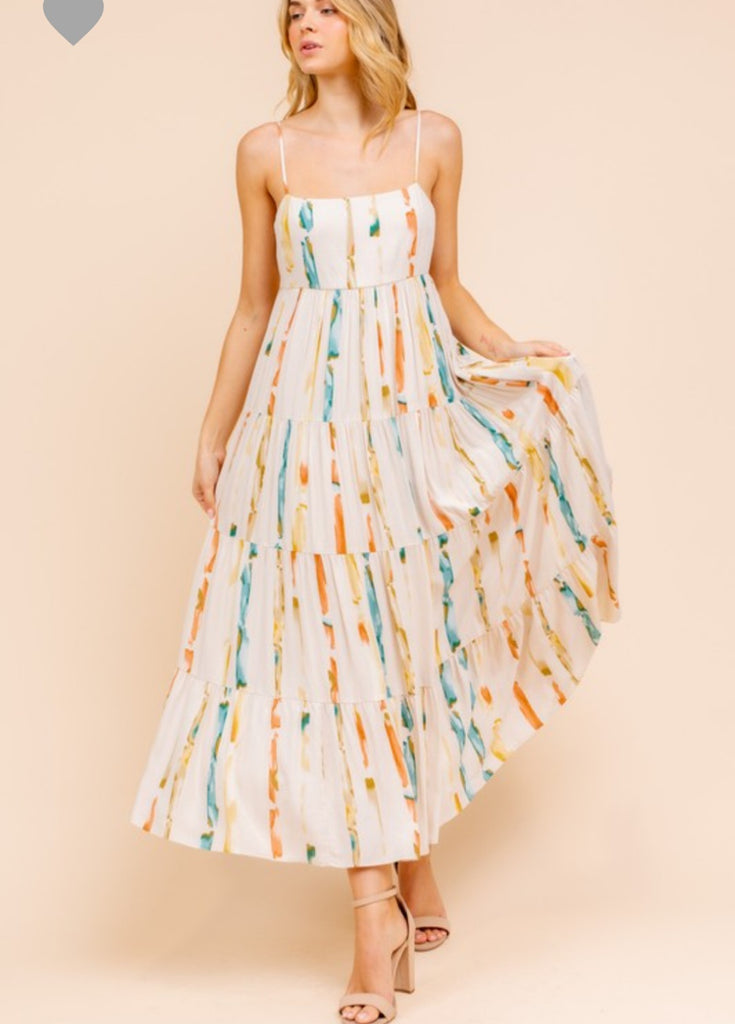 summertime maxi dresses Women's Summertime Sadness A-line Puffy Sleeved Cotton Maxi Dress XS/S/M/L/XL/Customize Vanilla/Pink Floral MEAN BLVD, XS / Vanilla/Pink / Floral