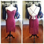 All tied up burgundy lace midi