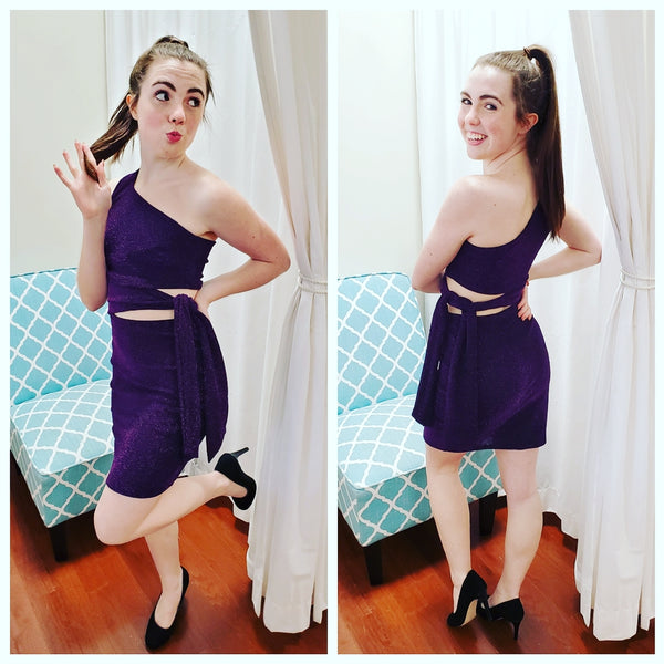 one sleeve cut out mini dress in purple Purple party one shoulder cut out dress – Giuliana Boutique
