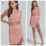 Never going home one shoulder cut-out dress
