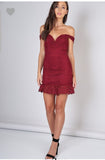 Ready for tea classic burgundy broderie off-the-shoulder dress