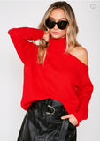 Cold shoulder red sweater